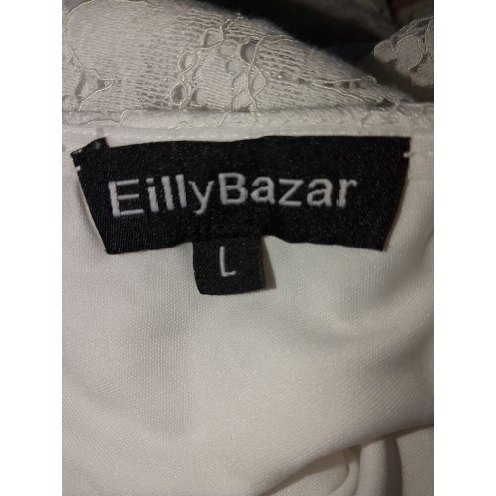 Large Eilly Bazar white lace v neck women's dress #11 - Picture 4 of 5